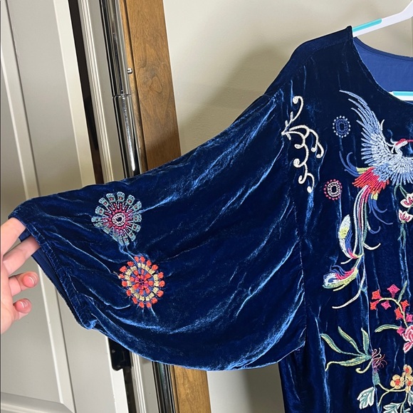 Johnny Was Velvet Blouse with Multicolor Embroidery - Picture 3 of 10